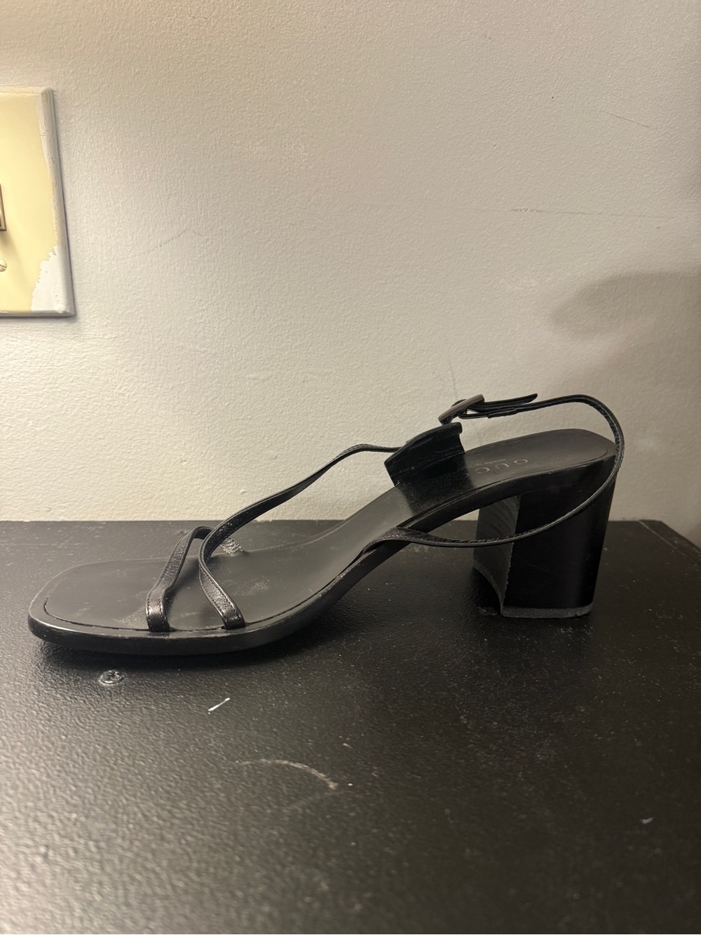 Gucci Black Strappy Block Heel Sandal